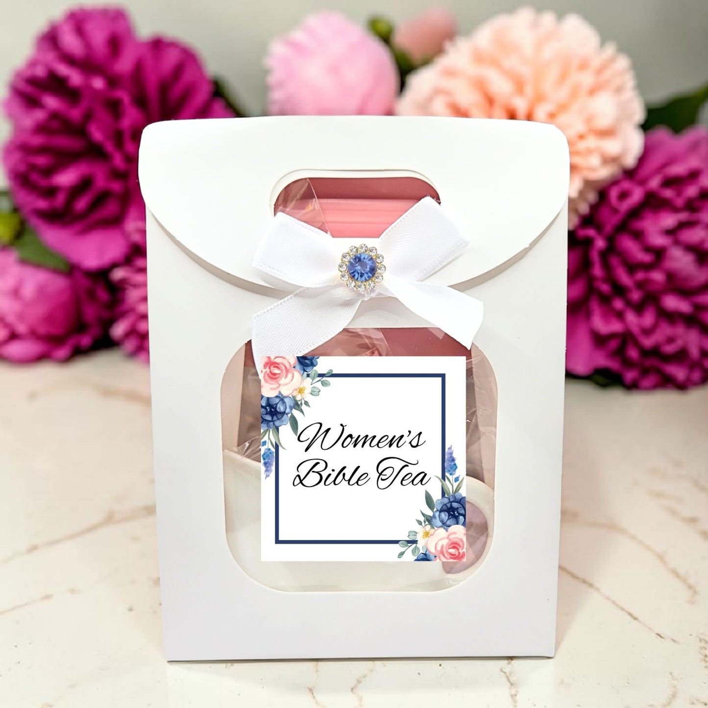 Personalized Bible Tea Party Gifts for Prayer Circle in Blue (Set of 5)