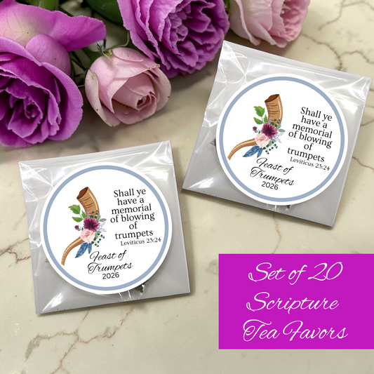 Feast of Trumpets: Bible and Tea Favors  (Set of 20)