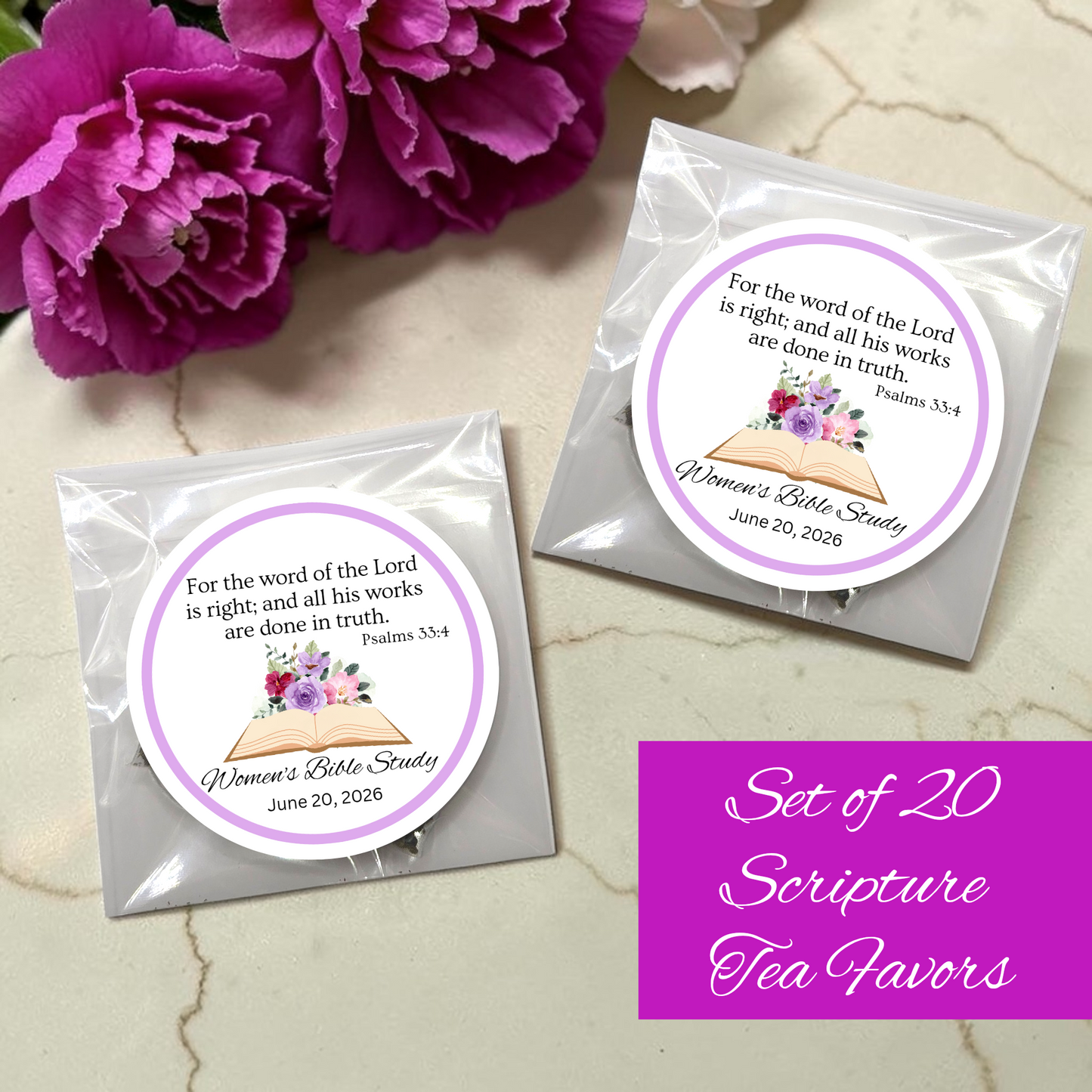 God's Word Tea Bag Favors for Women's Bible Study (Set of 20)