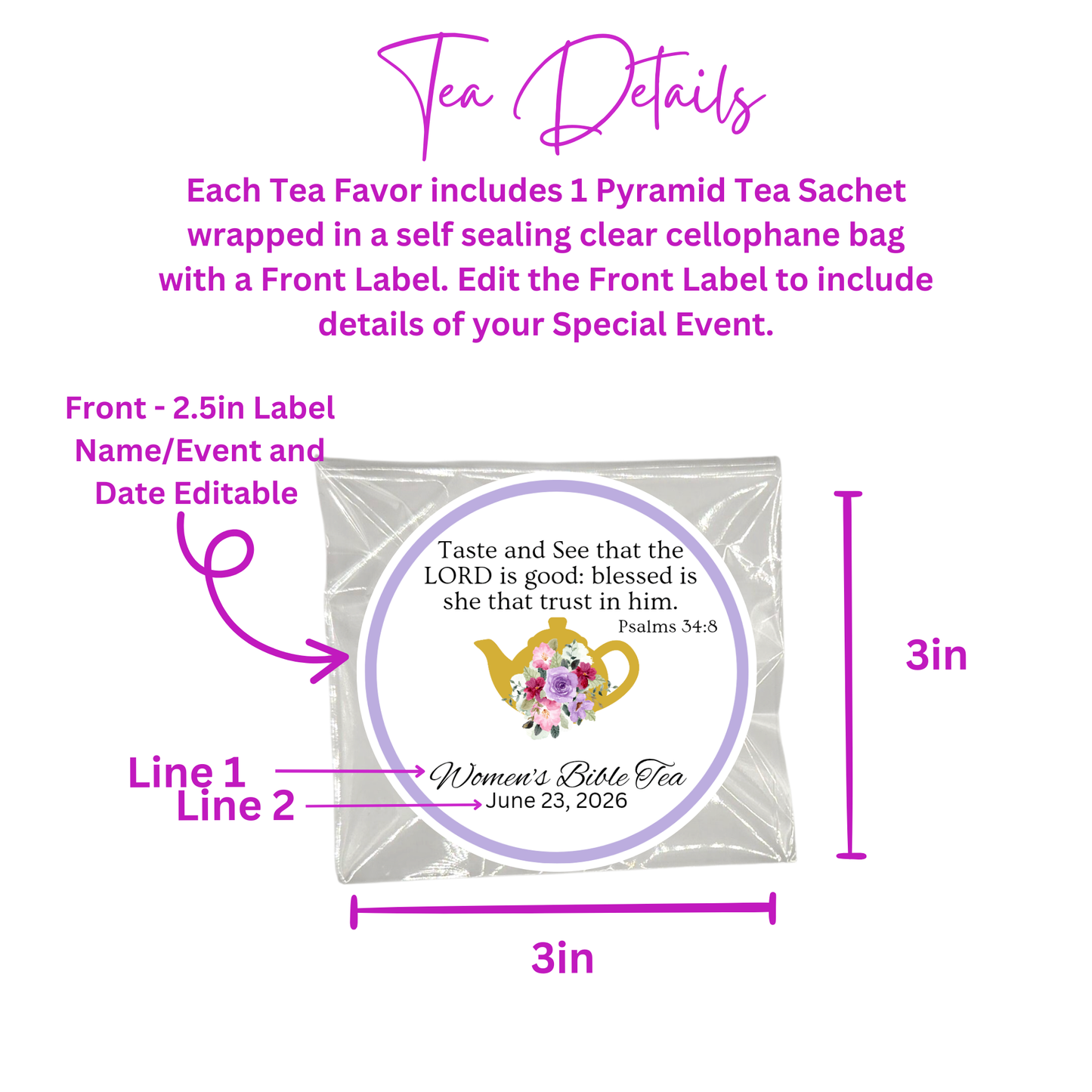 Heart Teaspoon Favors with Scripture Tea Bags (Set of 10)