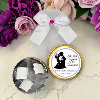 Crown Woman of God Bridal Shower Favors in Custom Tea Tins (Set of 10)