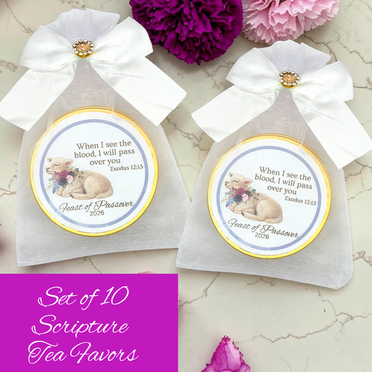 Passover Party Favors: Biblical Scripture Tea in Custom Tins (Set of 10)