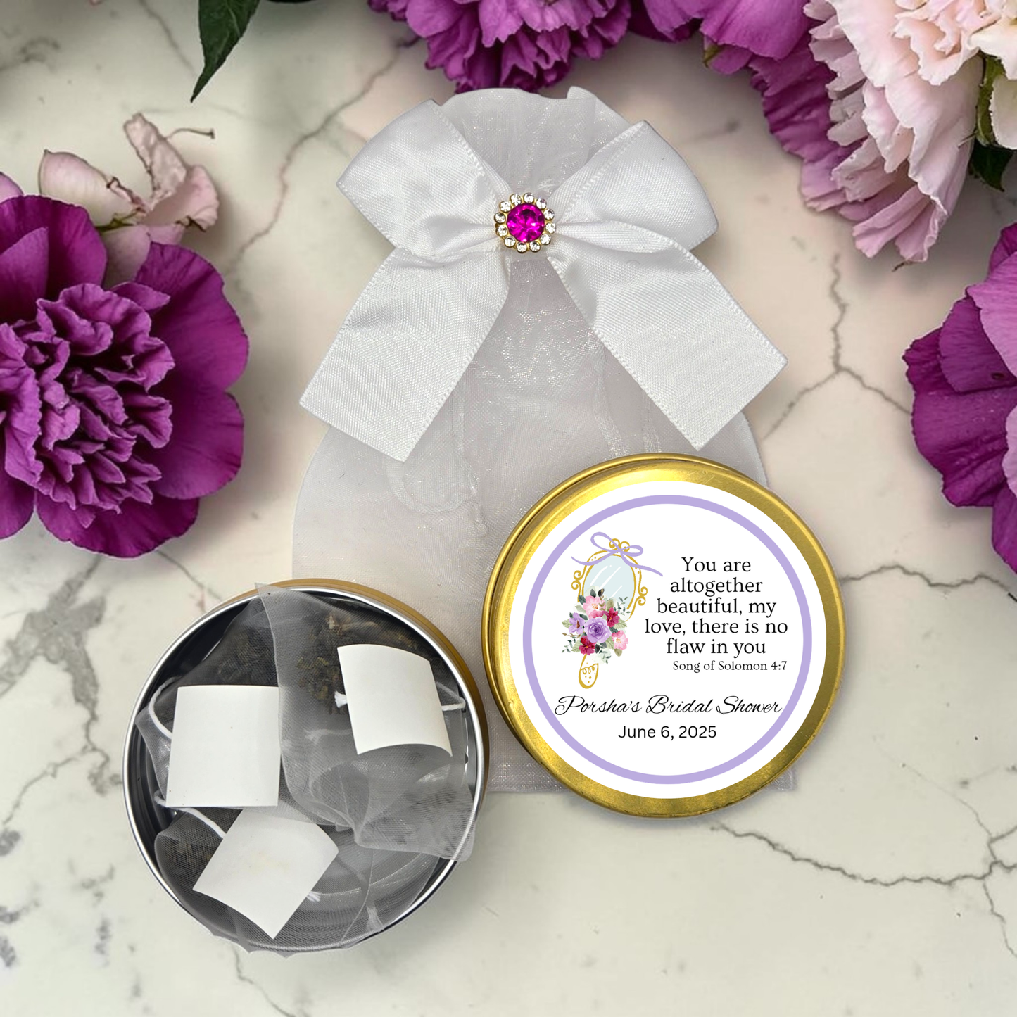 Mirror Bridal Shower Scripture Tea Party Favors (Set of 10)