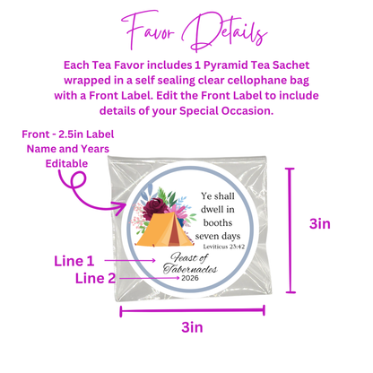 Feast of Tabernacles: Biblical Scripture Tea Bag Favors  (Set of 20)