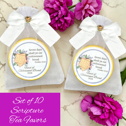 Feast of Unleavened Bread: Bible Verse Tea in Custom Mini Tins (Set of 10)