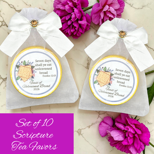 Feast of Unleavened Bread: Bible Verse Tea in Custom Mini Tins (Set of 10)