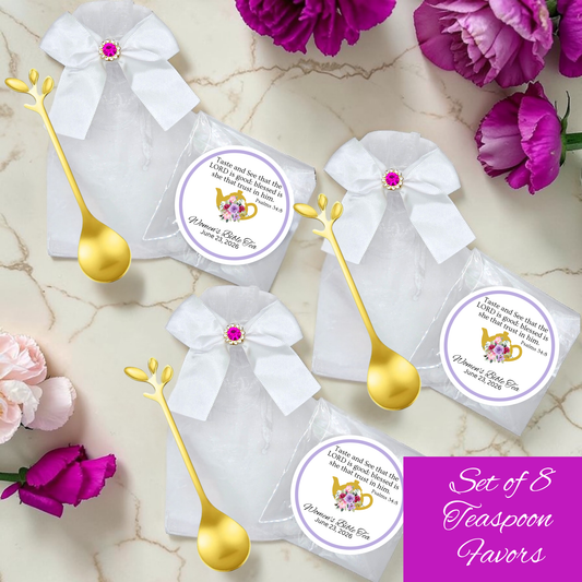 Leaf Teaspoon Favors with Biblical Tea (Set of 8)