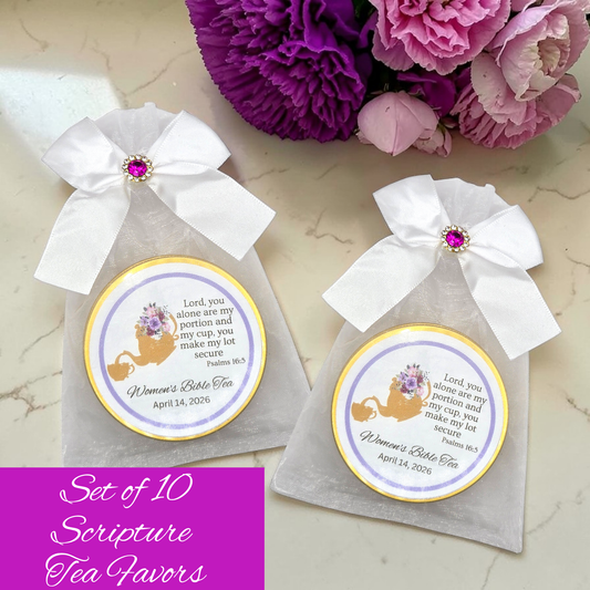 Teapot and Teacup Bible Retreat Ladies Tea Party Favors (Set of 10)