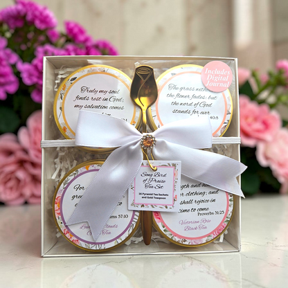 Songbird of Praise Floral Spring Tea Tin Gift Set