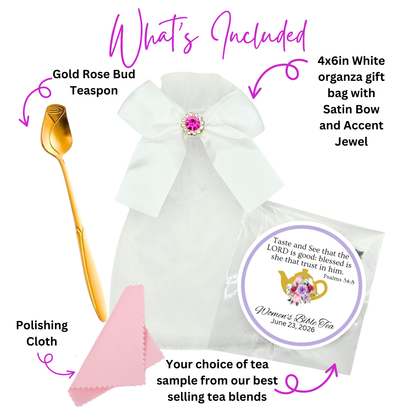 Rose Flower Teaspoon Favors with Scripture Tea (Set of 10)