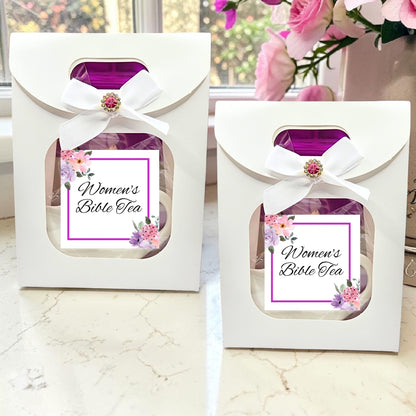Personalized Womens Bible Retreat Gifts with Scripture Tea in Lavender (Set of 5)