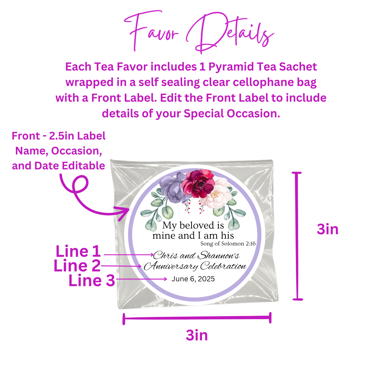 Top Floral Dinner Party Favors with Scripture Tea Bags (Set of 20)