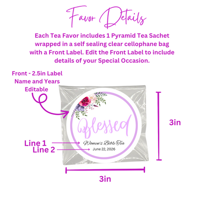 Blessed Floral Bible Tea Bag Favors for Bible Retreats & Ladies Tea Parties (Set of 20)