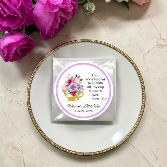 My Cup Runneth Over Bible Tea Bag Favors for Prayer Circle  (Set of 20)