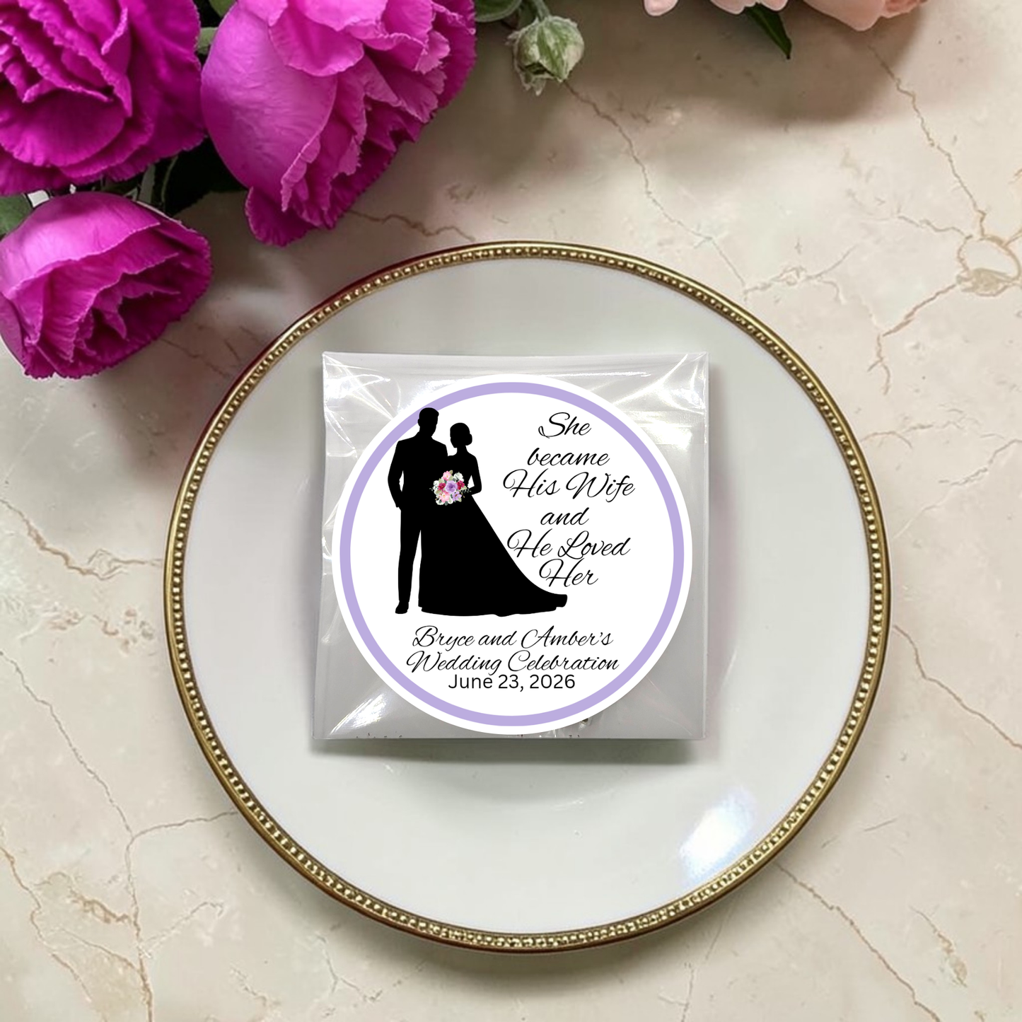 Loved Woman Silhouette Wedding Biblical Tea Bag Favors (Set of 20)