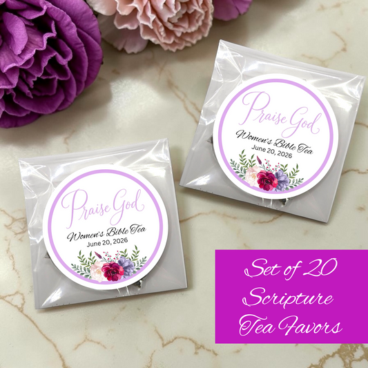 Praise God Floral Bible Tea Party Favors for Women's Ministry and Prayer Breakfast (Set of 20)