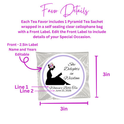 Wise Woman of God Silhouette Bible Tea Favors (Set of 20)