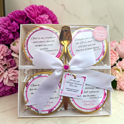 Strong and Renewed Woman Bible Verse Tins of Tea Gift Set
