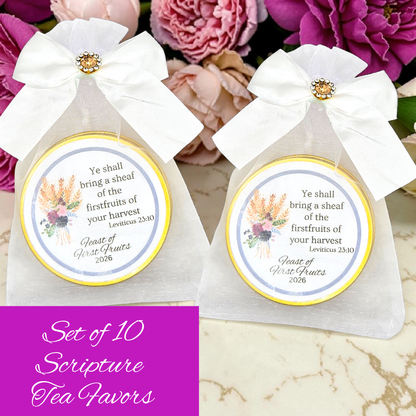 Feast of First Fruits: Scripture Verse Tea in Personalized Round Tins (Set of 10)