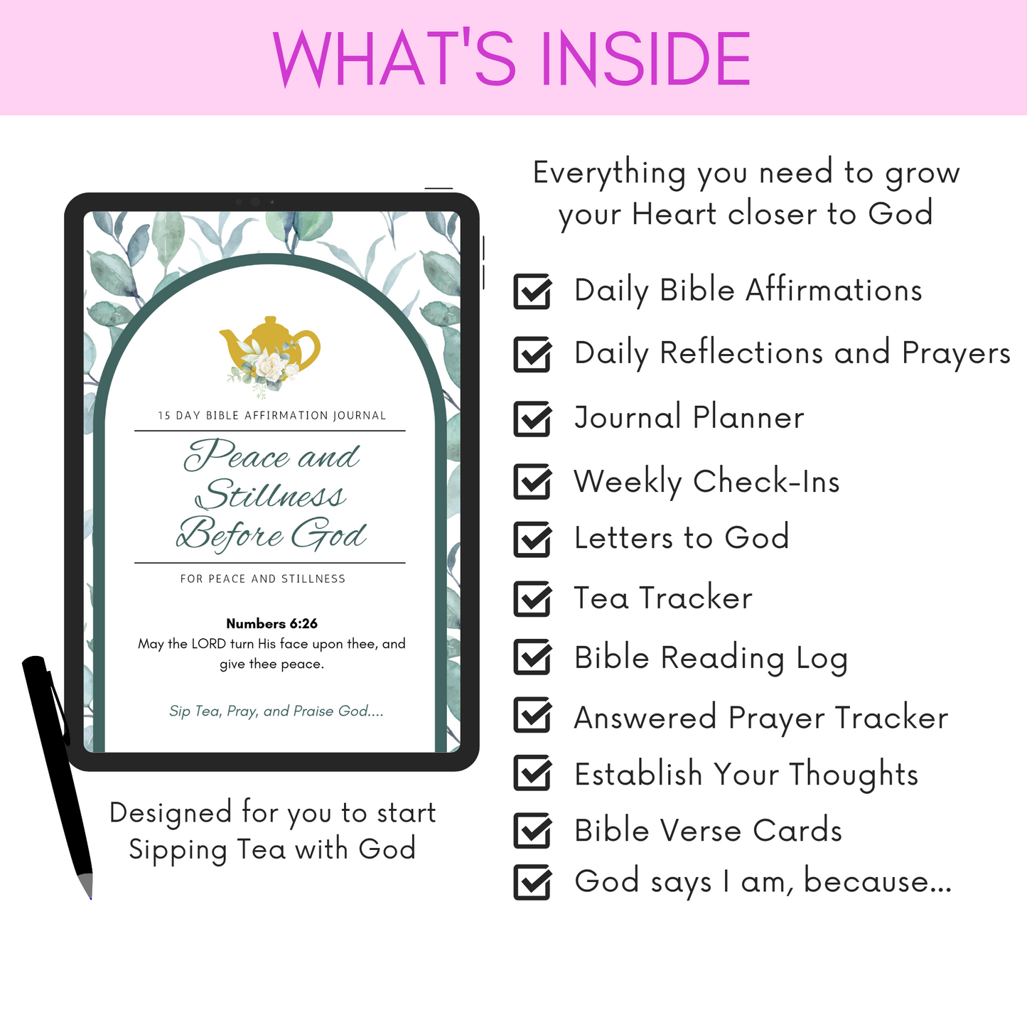 Peace and Stillness Before God Bible Journal with Scripture Verses (Digital Download)