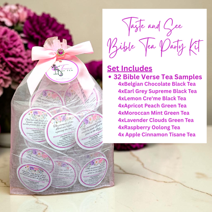 Taste and See Bible Tea Party Kit with Bible Verse Tea (32 Count)