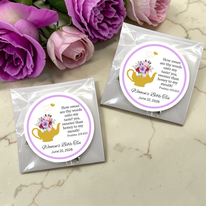 Honey Teapot Tea Party Favors with Biblical Scripture for Prayer Breakfast  (Set of 20)