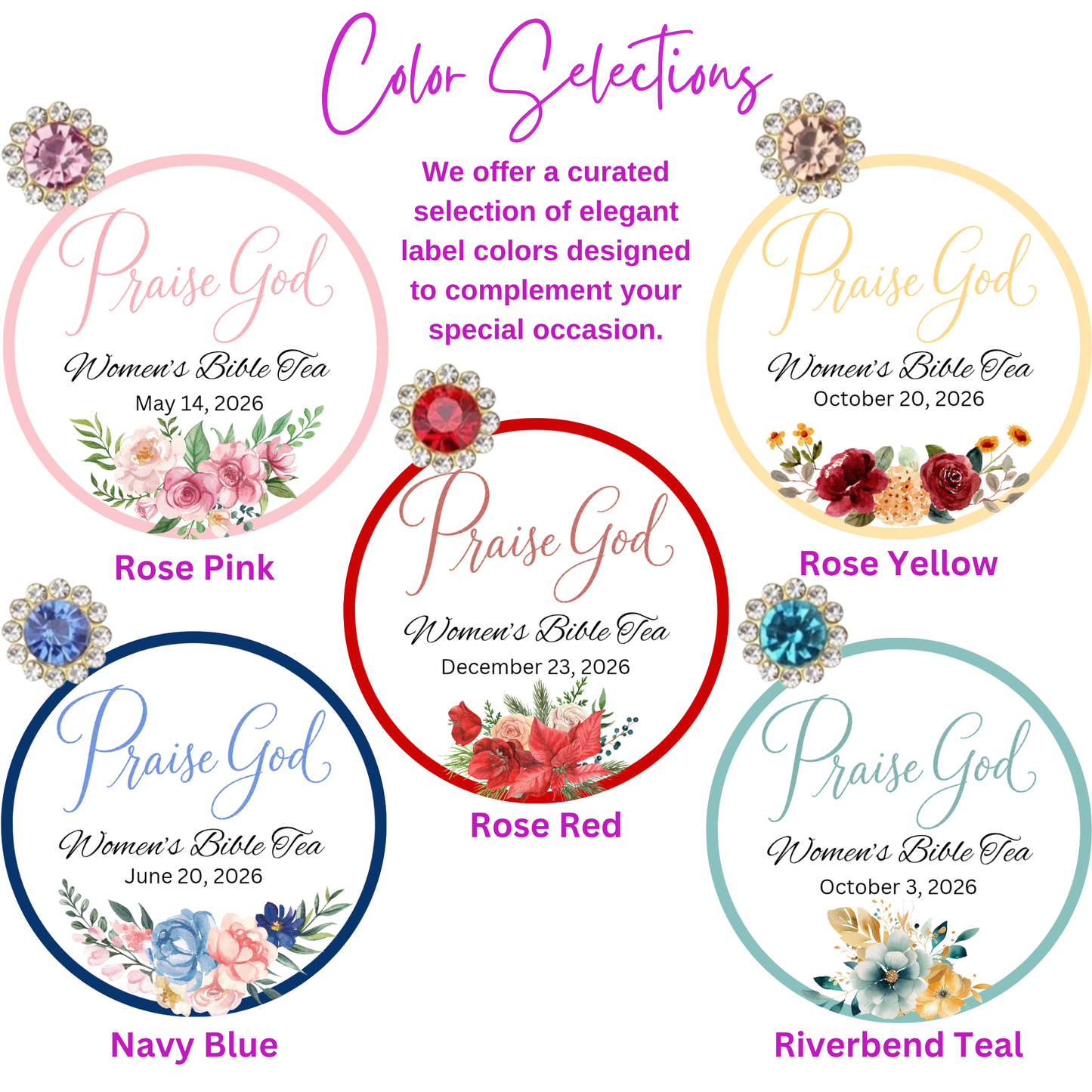 Praise God Floral Bible Verse Tea Favors for Ladies Tea Party and Bible Retreat (Set of 10)