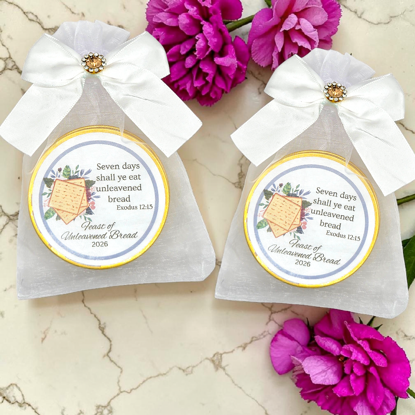 Feast of Unleavened Bread: Bible Verse Tea in Custom Mini Tins (Set of 10)