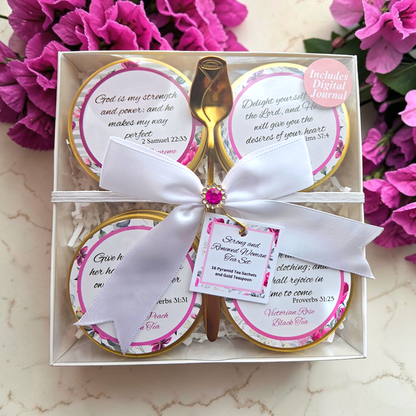 Strong and Renewed Woman Bible Verse Tins of Tea Gift Set