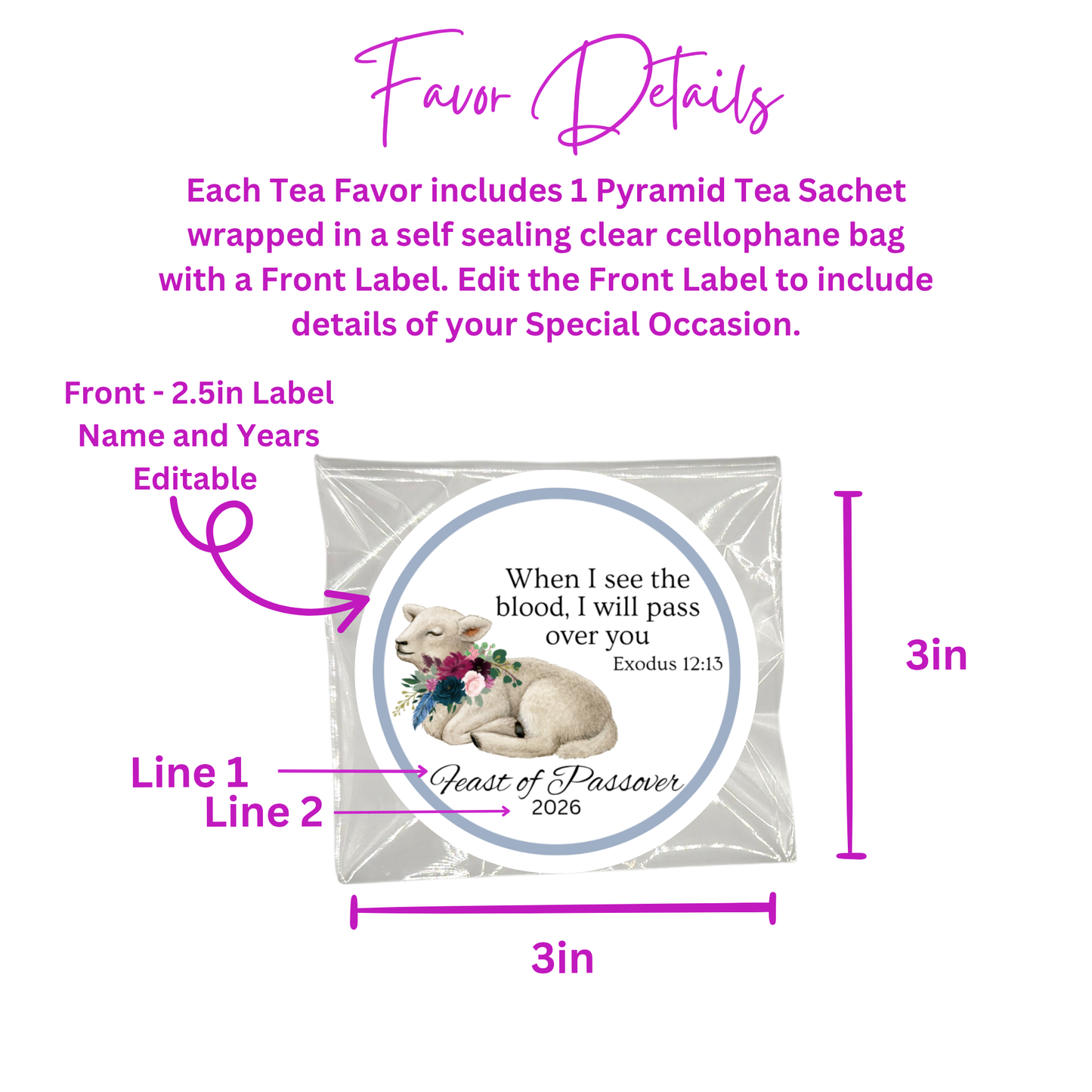 Passover Favors: Scripture Tea Bags for Biblical Feast of the Lord (Set of 20)