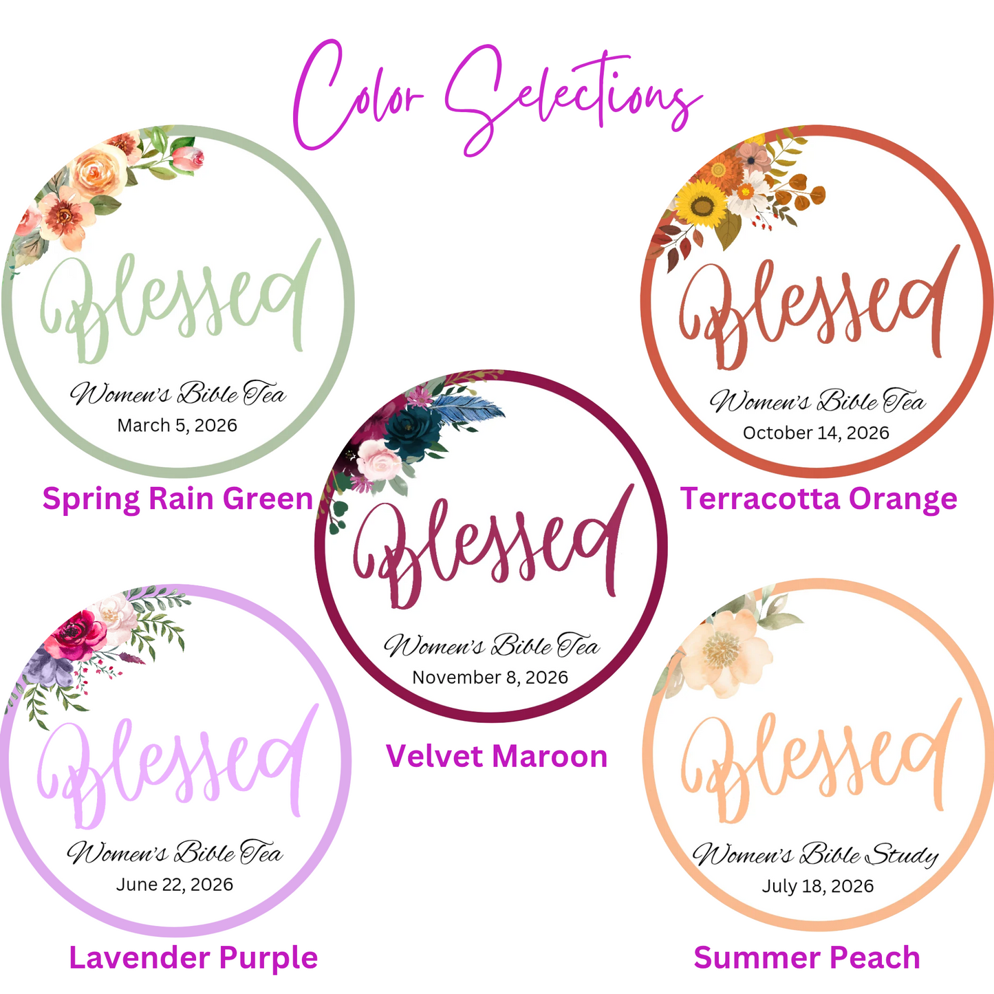 Blessed Floral Bible Tea Bag Favors for Bible Retreats & Ladies Tea Parties (Set of 20)