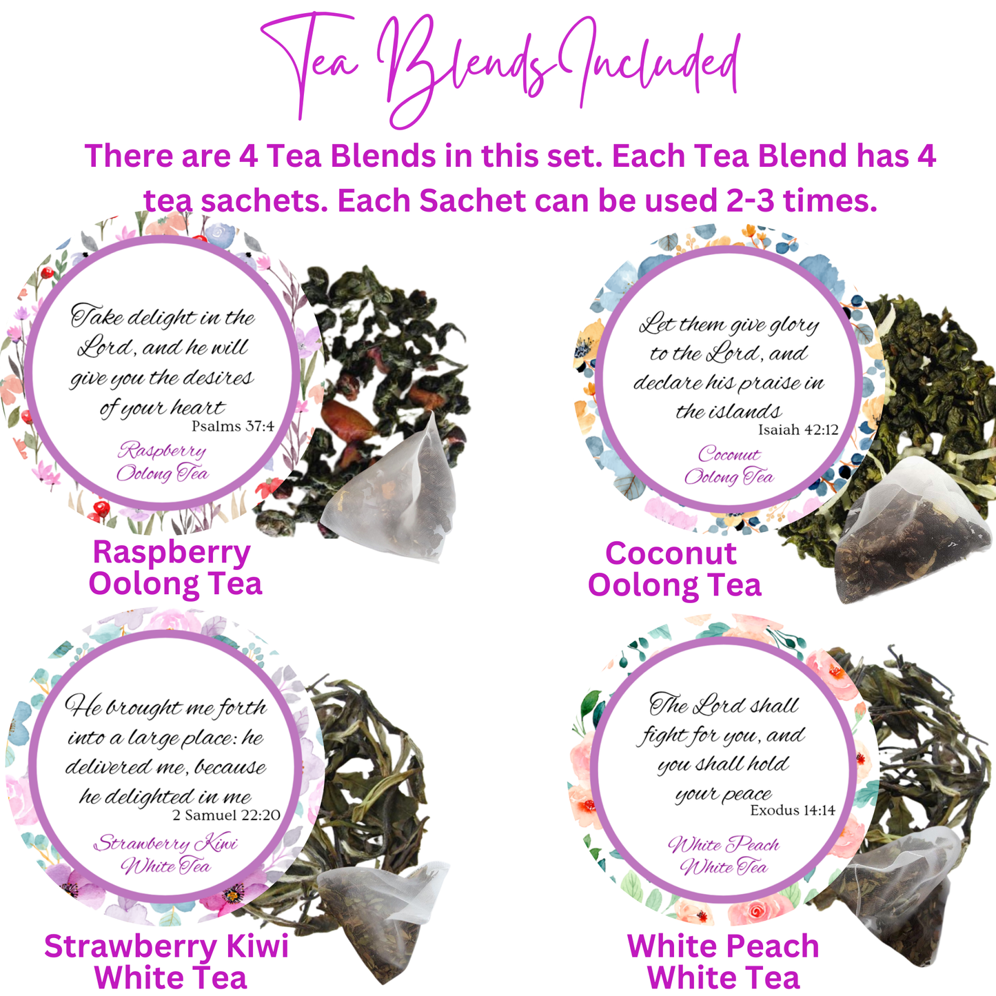 Wise Woman of God Oolong and White Tins of Tea Sampler Gift  with Bible Verses