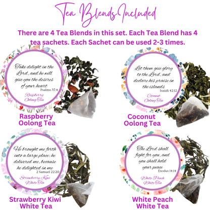 Wise Woman of God Oolong and White Tins of Tea Sampler Gift  with Bible Verses
