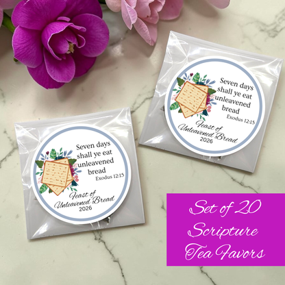 Feast of Unleavened Bread Bible Verse Tea Favors (Set of 20)