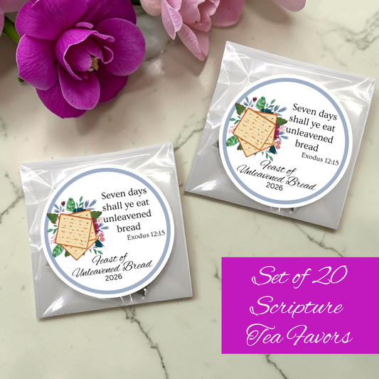 Feast of Unleavened Bread Bible Verse Tea Favors (Set of 20)