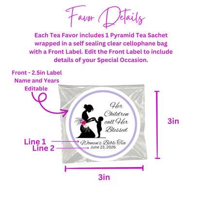Blessed Woman Silhouette Scripture Tea Bag Favors (Set of 20)