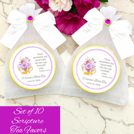 My Cup Runneth Over Prayer Breakfast Favors Scripture Tea Tins (Set of 10)