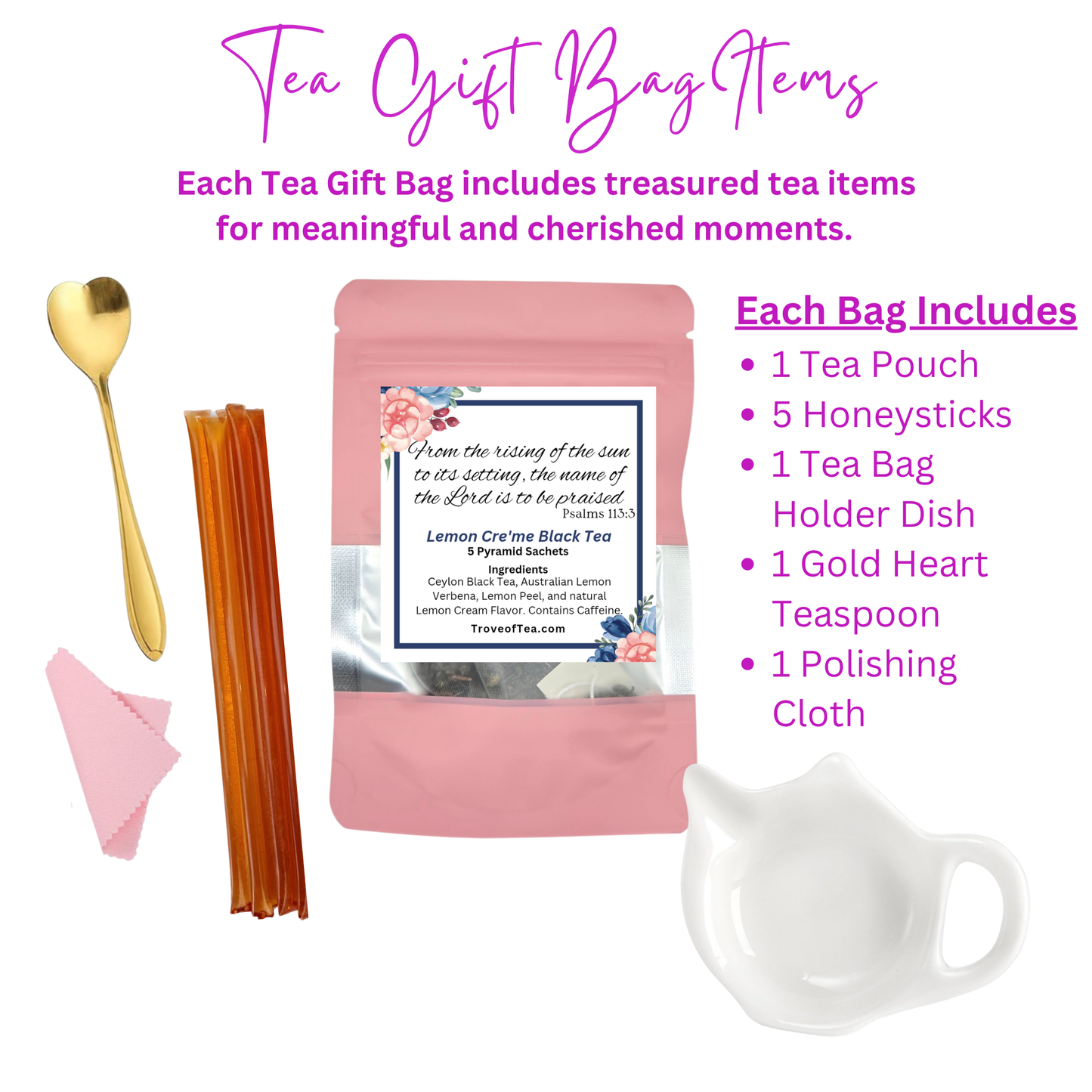 Personalized Bible Tea Party Gifts for Prayer Circle in Blue (Set of 5)