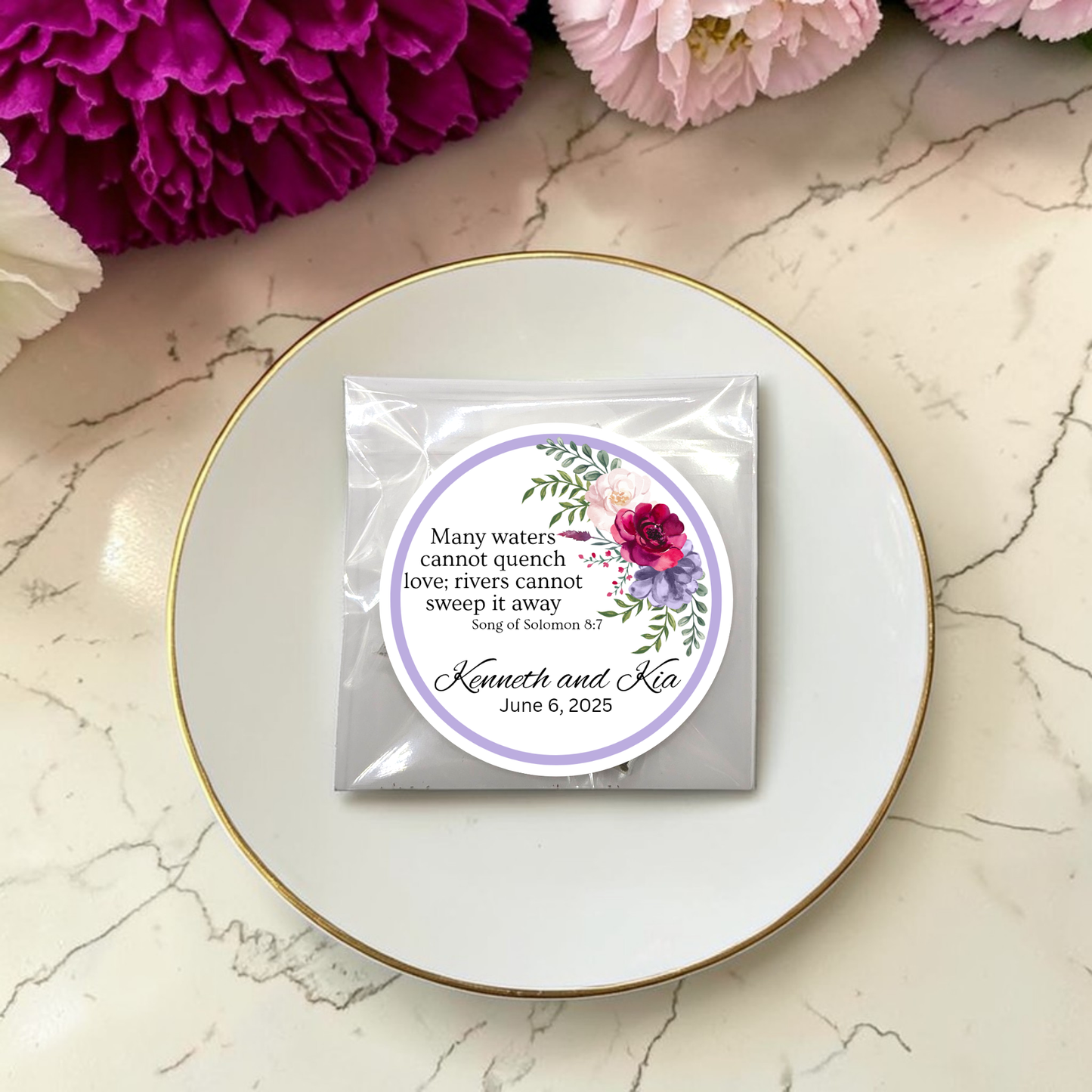 Right Floral Wedding Engagement Scripture Tea Bag Party Favor (Set of 20)