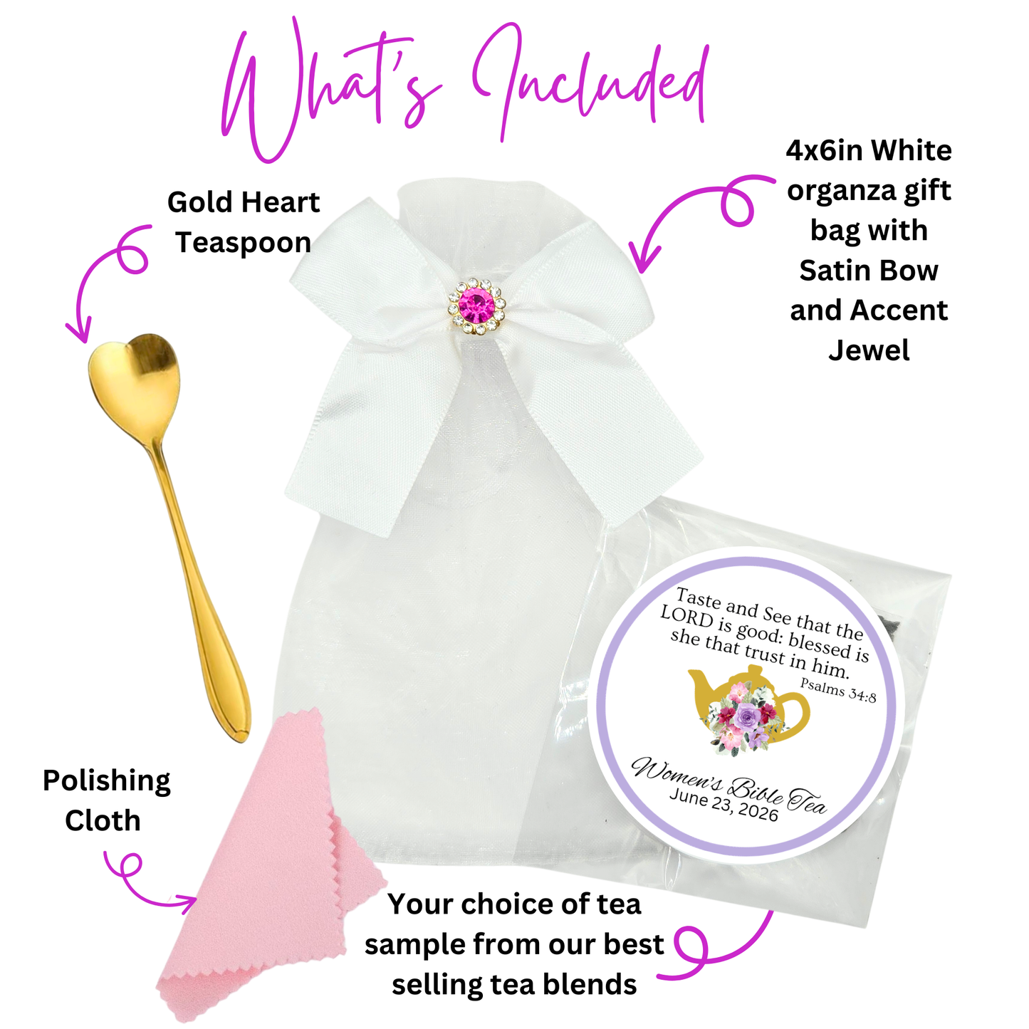 Heart Teaspoon Favors with Scripture Tea Bags (Set of 10)