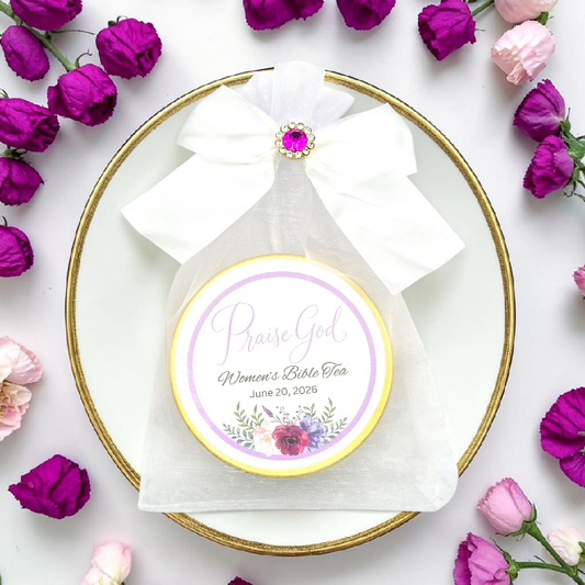 Praise God Floral Bible Verse Tea Favors for Ladies Tea Party and Bible Retreat (Set of 10)