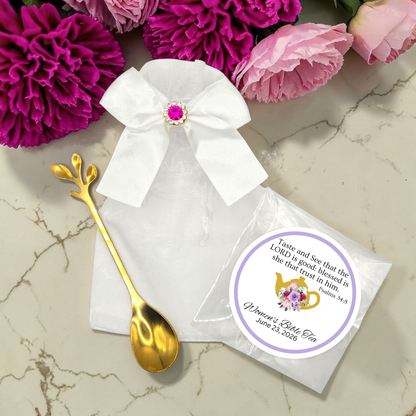 Leaf Teaspoon Favors with Biblical Tea (Set of 10)