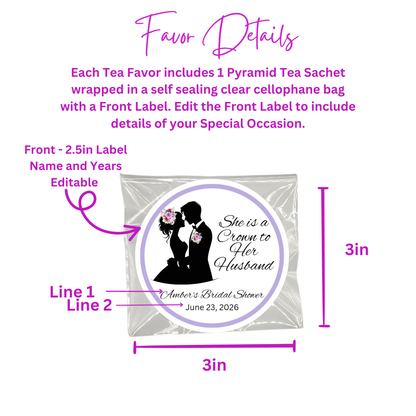 Crown Woman of God Silhouette Bridal Shower Tea Bags with Bible Verses (Set of 20)