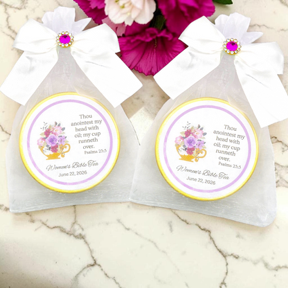 My Cup Runneth Over Prayer Breakfast Favors Scripture Tea Tins (Set of 10)