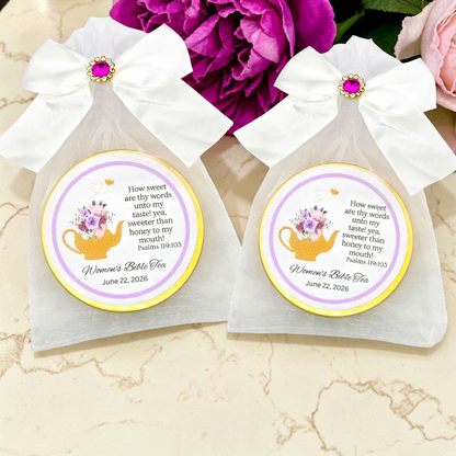 Honey Teapot Bible Tea Tins for Women's Ministry Favors (Set of 10)