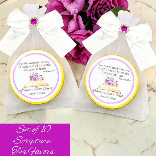 God's Word Bible Verse Tea Tin Favors for Women's Prayer Breakfast (Set of 10)