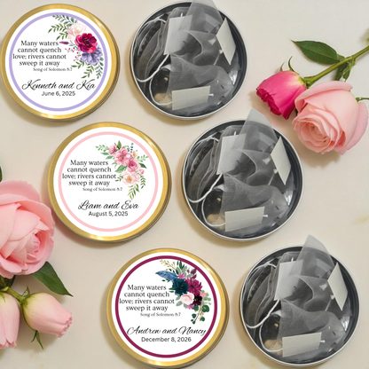 Right Floral Wedding Engagement Bible Tea Tin Party Favor(Set of 10)