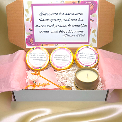 Psalm of Thanksgiving Bible Verse Tea Tin Gift Set