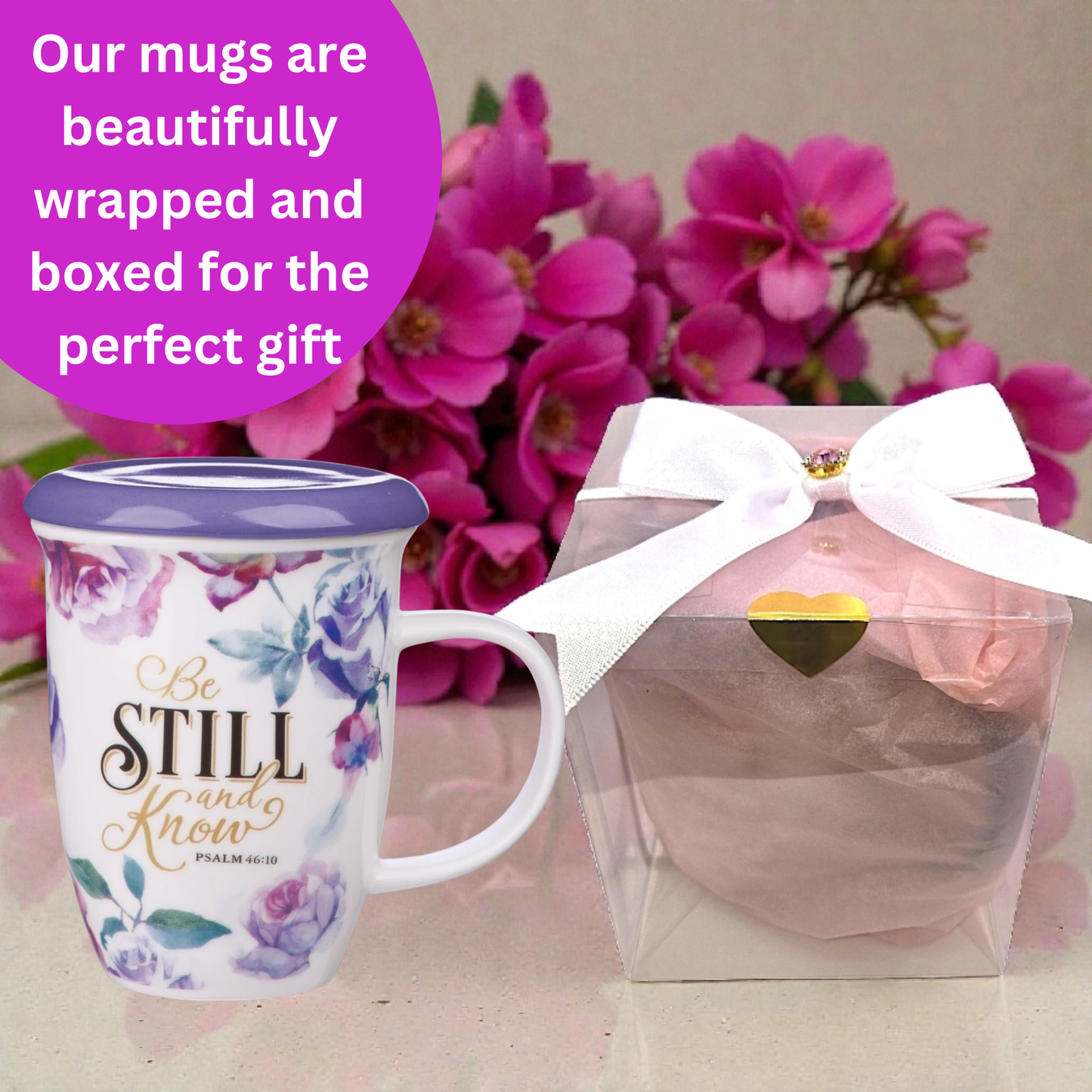 Be Still and Know Bible Verse Mug with Lid – Psalm 46:10 - 13oz