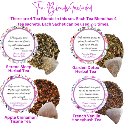 Resting in God Herbal Tea Sampler Gift Set with Scripture Tea Bags